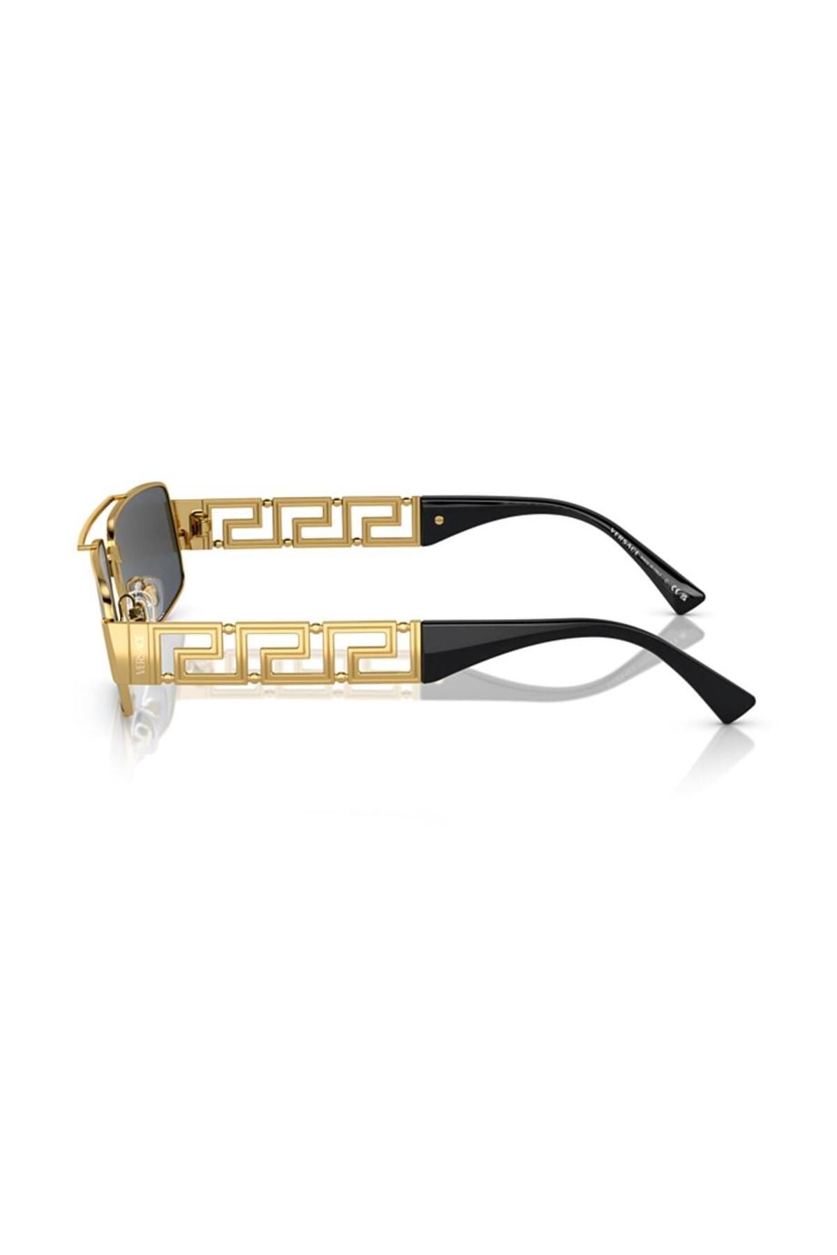 Ve 2257 100287 60 Erkek Gold Metal Dikdörtgen Güneş Gözlüğü